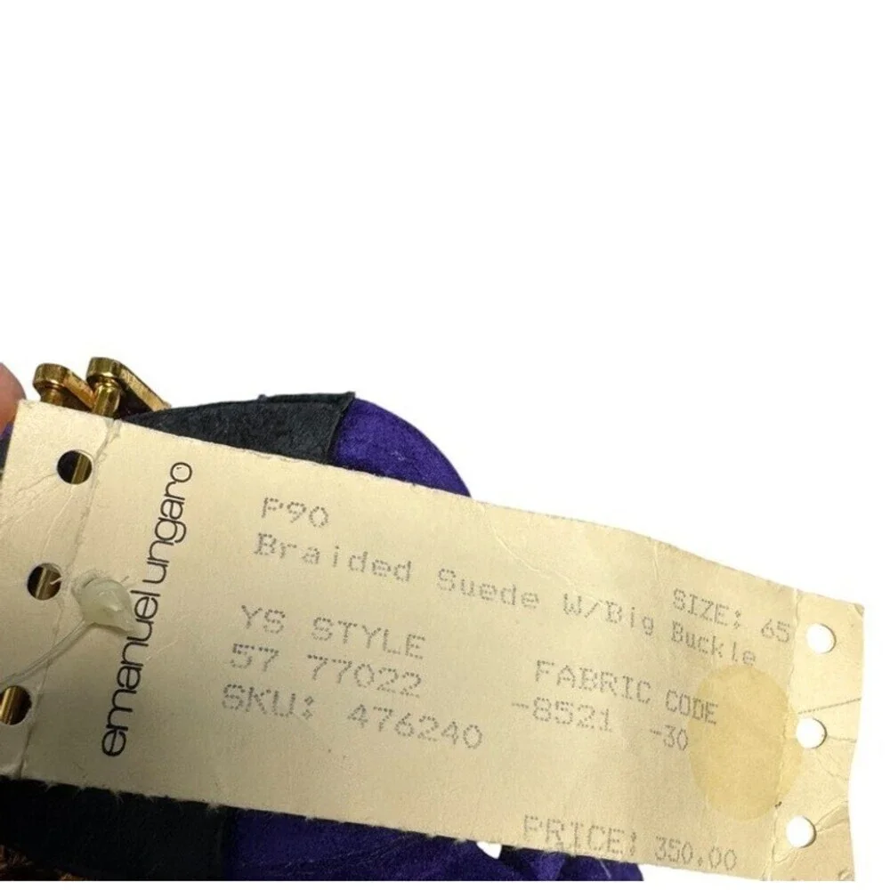 Emanuel Ungaro Parallele Paris Vintage 90's Purple Suede statement belt gold NWT
